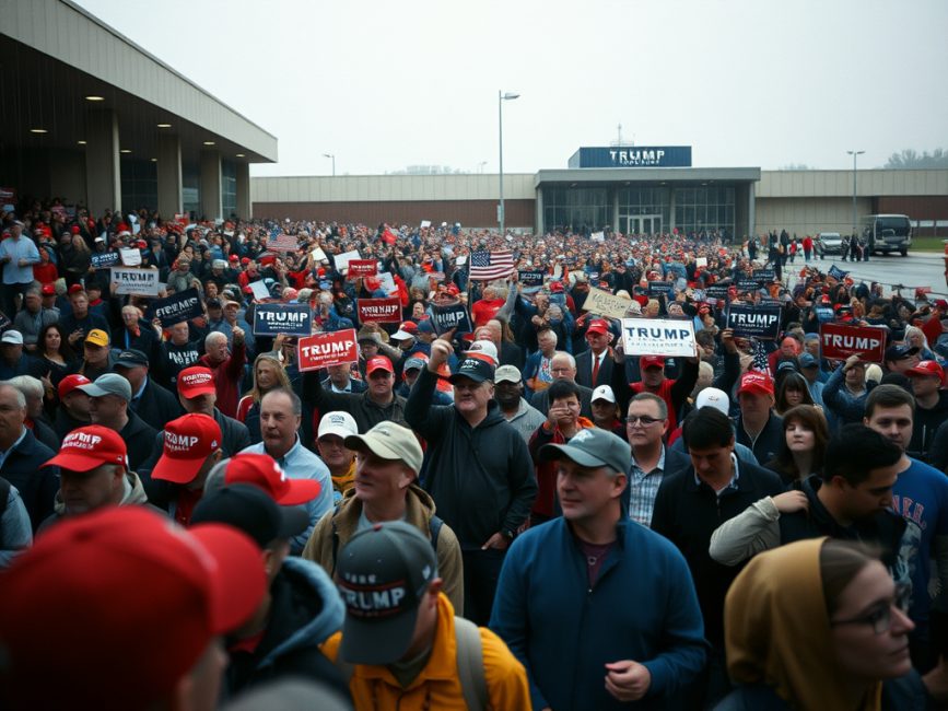 HUGE crowds line up to see Trump in Pennsylvania HOURS before his speech